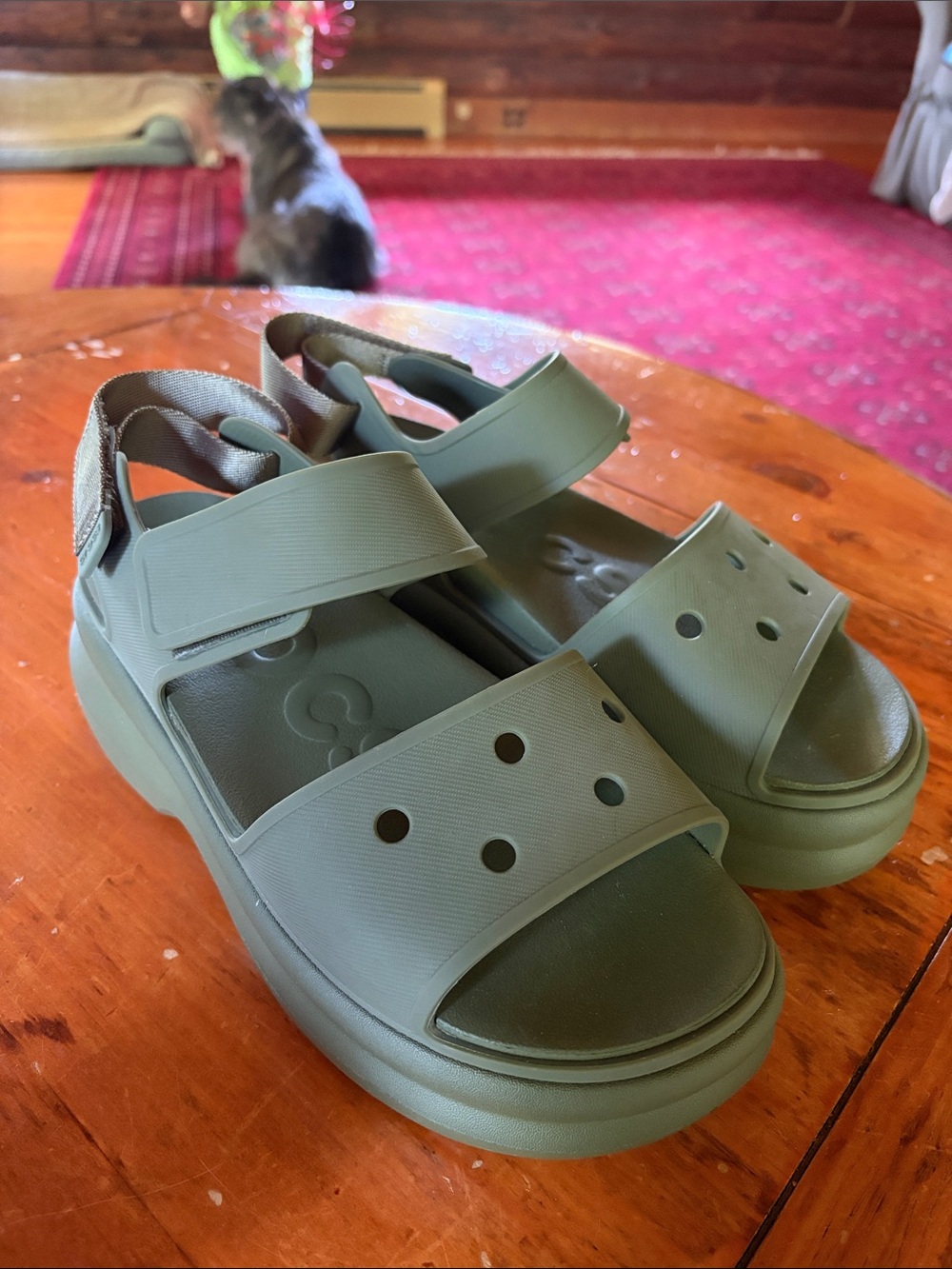CROCS Olive Green Platform Sandals